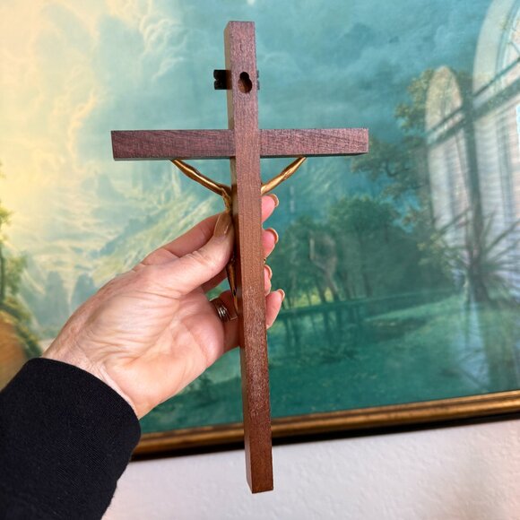Vintage Bronze and Wood Crucifix - Picture 12 of 15